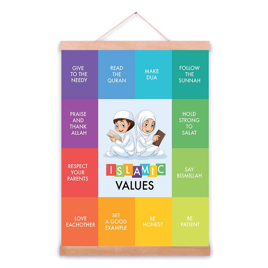 Islamic Values Poster – For Kids Islamic Home Decor Kid's Bedroom Islamic Wall Decor  Muslim Kit