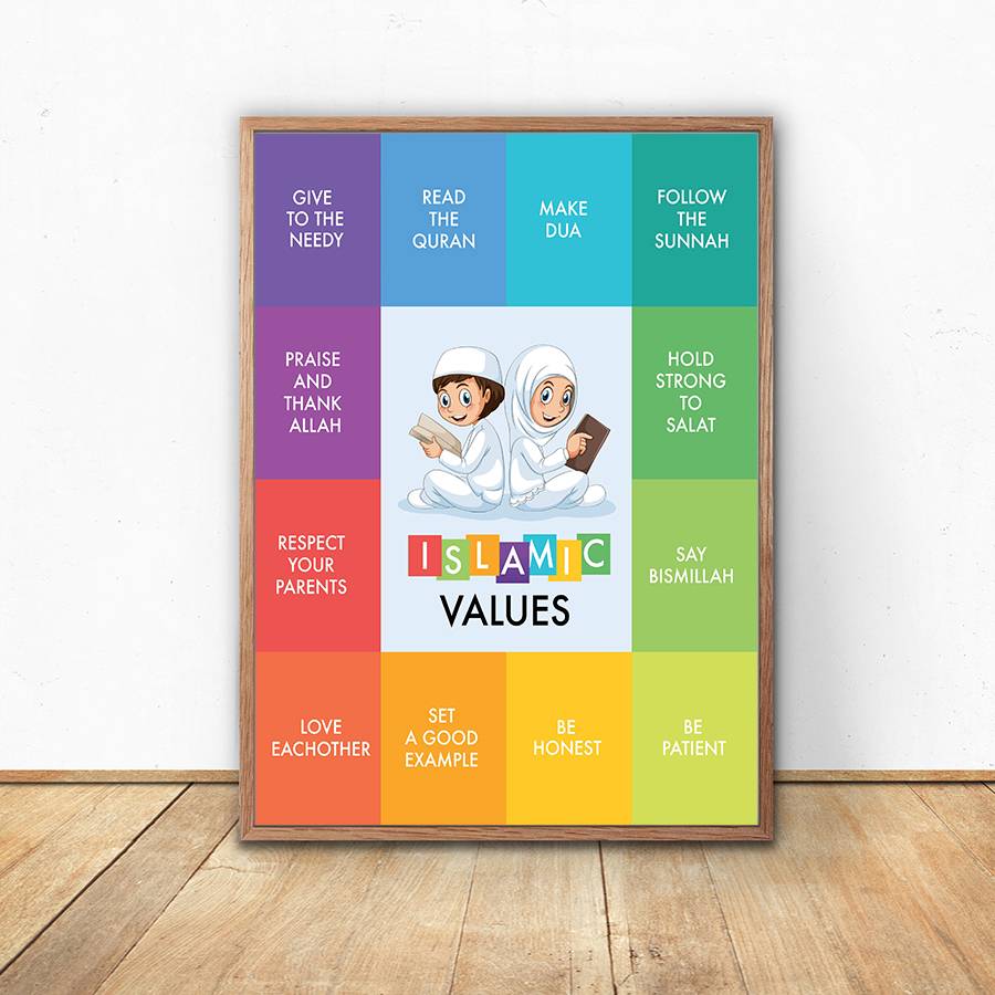 Islamic Values Poster – For Kids Islamic Home Decor Kid's Bedroom Islamic Wall Decor  Muslim Kit
